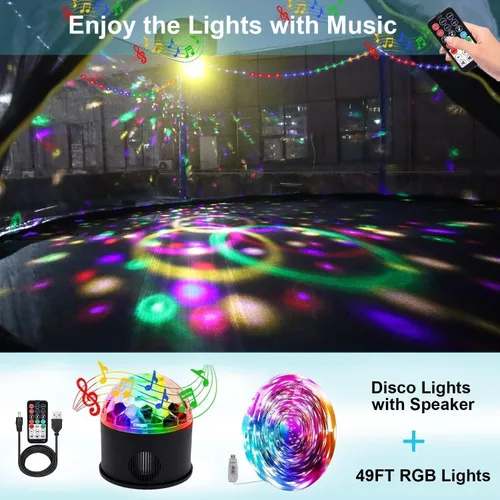 Miniatura 3 de Trampolín de 10, 12, 14, 16 pies con rociador, luces, bola de agua, calcetines, trampolín al aire libre de 1500 libras para niños y adultos