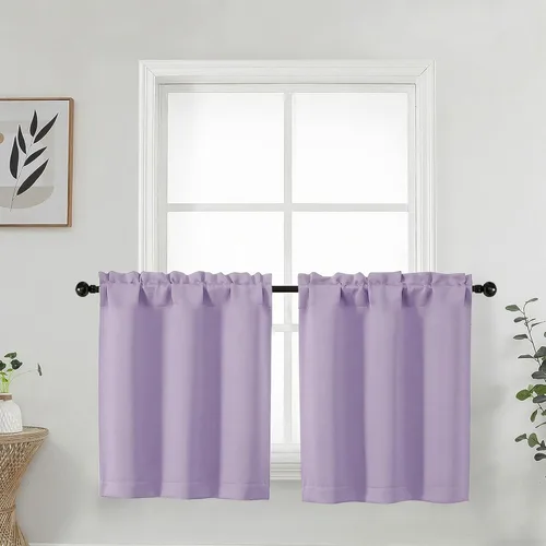 Miniatura 67 de Aqua Cafe - Juego de 2 paneles de cortinas opacas de 24 pulgadas de largo, con aislamiento térmico suave y sólido, para ventanas de baño, sótano