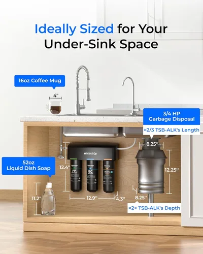 Miniatura 7 de Waterdrop TSB-ALK - Sistema de filtro de agua ligeramente alcalino de 8 capas para debajo del fregadero, reduce PFAS, PFOA/PFOS, fluoruro, cloro