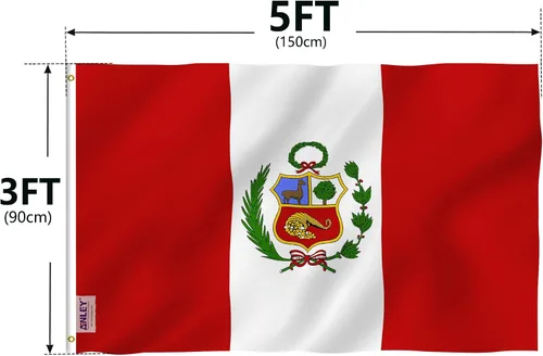 Miniatura 7 de Anley Fly Breeze - Bandera de Perú de 3 x 5 pies, color vivo y a prueba de decoloración, cabecera de lona y doble costura, banderas nacionales