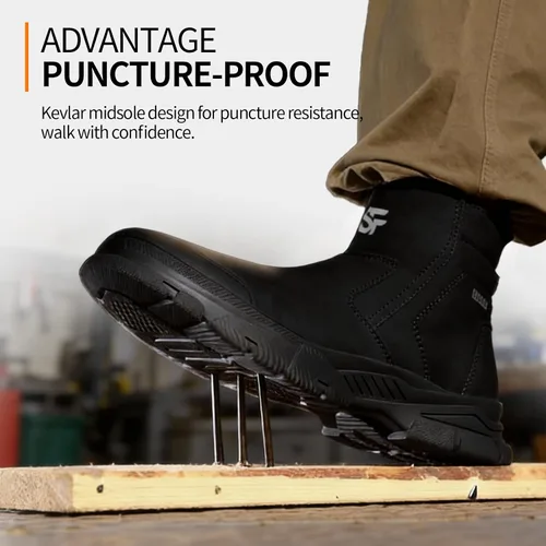 Miniatura 4 de Botas de trabajo para hombre, botas de soldadura sin cordones para hombres, botas de punta de acero indestructibles, zapatos de punta de acero