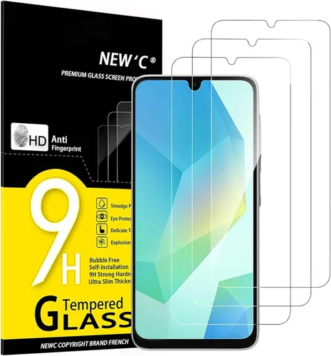 Miniatura 19 de NEW'C Paquete de 3 protectores de pantalla de vidrio templado diseñados para Samsung Galaxy A12, Galaxy A02s, resistente a los arañazos, sin