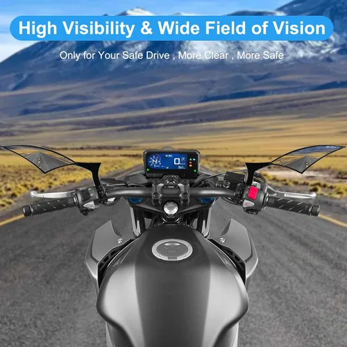 Miniatura 2 de Nifeida Espejos Laterales Negros en Forma de Hoja para Motocicleta, Espejos Laterales Convexos para Motocicleta Compatibles con Harley Cruiser