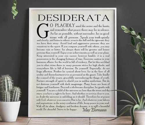 Miniatura 5 de Wallbuddy Poema Desiderata en Español Desiderata Poster de Poesía Desiderata Regalo de Graduación Poema para Estudiante Graduado por Max Erhmann