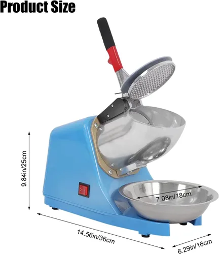 Miniatura 6 de Trituradora de hielo eléctrica de 110 V, máquina portátil de acero inoxidable de 4 cuchillas para hielo afeitada, máquina de hielo afeitado de 300 W