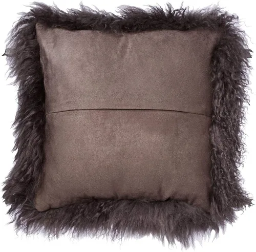 Miniatura 4 de Saro Lifestyle Almohada de piel de cordero mongol rellena de poliéster Gris