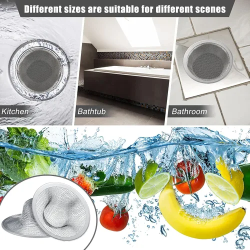Miniatura 6 de 12 coladores de acero inoxidable para fregadero de 4.5/2.75/2.25 pulgadas para drenaje de fregadero, cocina, baño, bañera, pantalla de drenaje