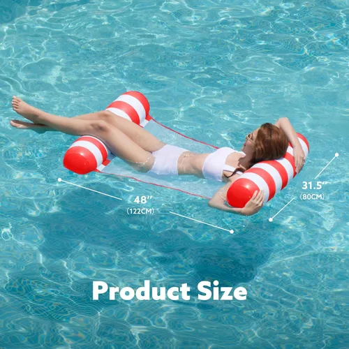 Miniatura 7 de SLOOSH 4 Packs Strip Type Hammock Pool Floats Adults, 4-in-1 Multi-Purpose Inflatable Pool Floaties PVC Water Hammock Lounge