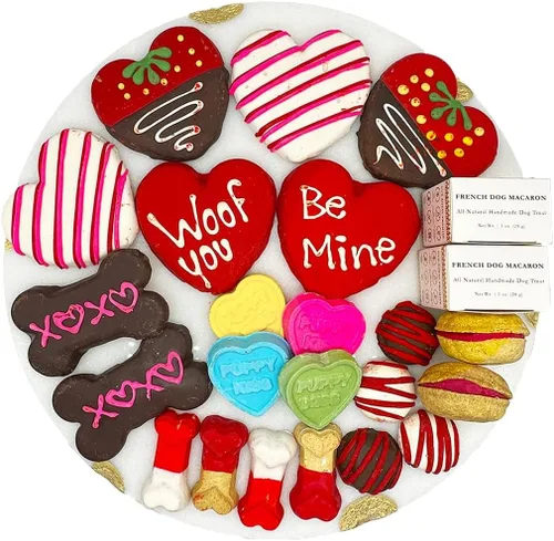 Miniatura 9 de Bonne et Filou - Bocadillos navideños para perros, caja de regalo gourmet de lujo, 18 macarrones diseñados a mano, trufas y galletas de hueso