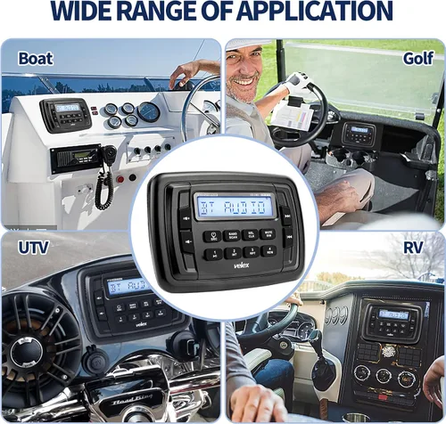 Miniatura 6 de Velex Powersport Radio estéreo marina AM FM sintonizador estéreo 4 x 45 W Bluetooth Streaming UTV ATV
