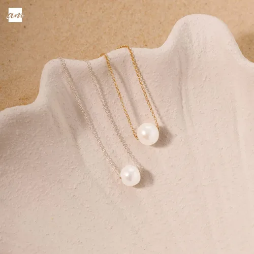 Miniatura 3 de Amberta Collar de perlas de agua dulce de plata de ley 925 para mujer