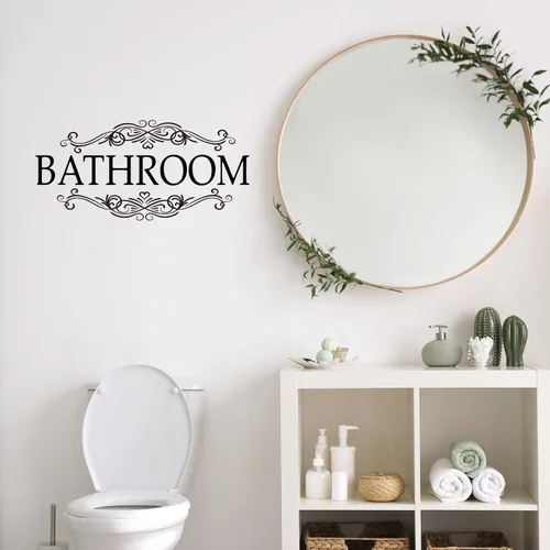 Miniatura 5 de Outus 3 calcomanías de pared para puerta de cuarto de baño y lavandería, letrero grande, decoración de pared, calcomanías de vinilo para decoración