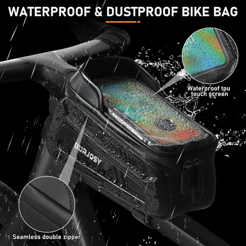 Miniatura 6 de Bolsa de marco frontal para teléfono de bicicleta, bolsa impermeable para teléfono con pantalla táctil de TPU y visera solar, accesorios