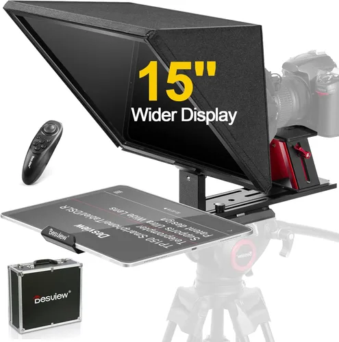 Miniatura 8 de Desview Teleprompter T3 para cámara y teléfono inteligente - Soporta iPad/Tablet de hasta 10" - Vidrio divisor de haz con control remoto Bluetooth