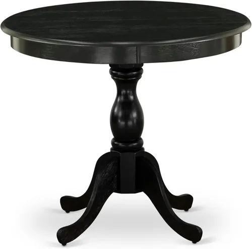 Miniatura 9 de East West Furniture AMT-ABC-TP - Mesa de cocina moderna y antigua, mesa de comedor redonda con base de pedestal, 36 x 36 pulgadas, crema