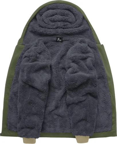 Miniatura 38 de SCODI Sudaderas con capucha para hombre, forro polar pesado, cremallera completa, forro de sherpa grueso, chaqueta con capucha