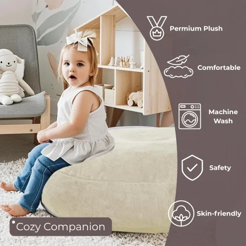 Miniatura 5 de Silla de Puf Wonder Space – Relleno de Espuma Suave Funda Desmontable y Lavable Tela Ultrasuave de Felpa - Cojín de Piso Minimalista para Niños