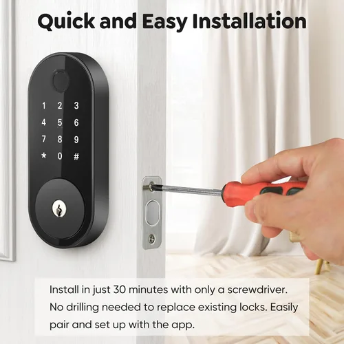 Miniatura 8 de Cerradura inteligente de huellas digitales con teclado – Cerradura de entrada sin llave para casa, apartamento, oficina, Airbnb, alquiler, niños