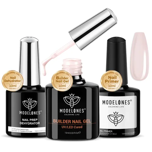 Miniatura 23 de modelones Gel base de goma de fibra para uñas, 0.5 fl oz (0.5 fl oz), base de goma de vidrio transparente, esmalte de gel, fortalecedor de uñas