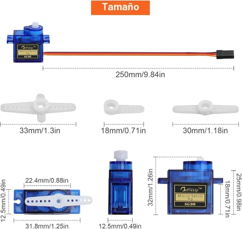 Miniatura 7 de 4 unidades de micro servos SG90 de 9g para control remoto de robot, helicóptero, avión, auto, barco