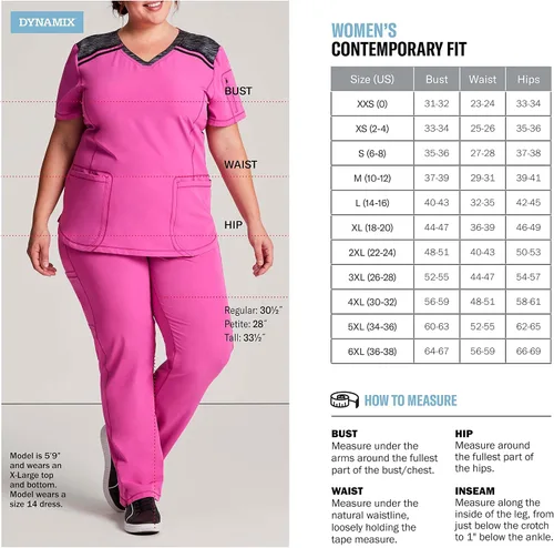 Miniatura 2 de Dickies - Pantalones Dynamix de uniforme médico para mujer, tiro medio, pierna recta, con cordón ajustable, DK130