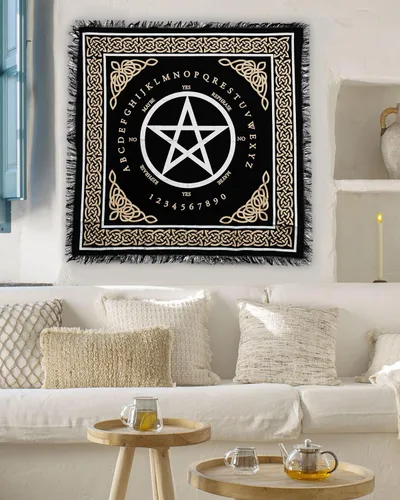 Miniatura 4 de Indian Consigners Paño de Altar A-Z Péndulo de Hechicería Pentagrama Alter Tarot Spread Wiccano Cuadrado Paño de Mesa Sagrado Paño Espiritual