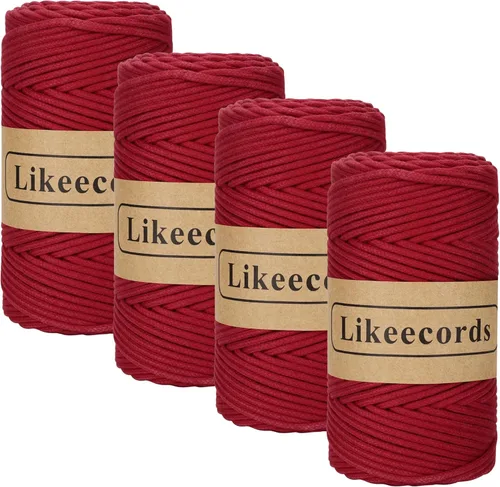 Miniatura 42 de Cordón de Algodón Trenzado 3mm x 109 yardas - Cuerda de Macramé Colorida para Manualidades, Ganchos, Colgantes de Pared - 100% Algodón Natural