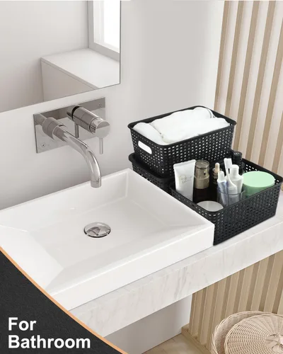 Miniatura 6 de AREYZIN Contenedores de Almacenamiento de Plástico Cestas de Almacenamiento con Tapa Cestas Pequeñas para Organizar Contenedor de Almacenamiento