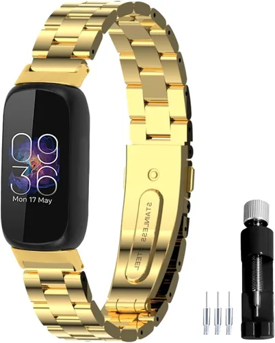 Miniatura 15 de Correa de reloj de metal compatible con Fitbit Inspire 3 de acero inoxidable, repuesto para reloj inteligente Inspire3, accesorio para mujeres