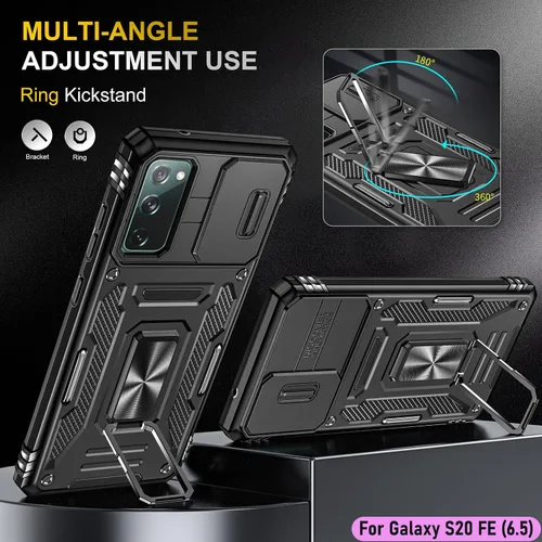 Miniatura 5 de Funda resistente para Samsung Galaxy S20 FE (5G), protección híbrida de goma de doble capa de grado militar con protector de cámara deslizante