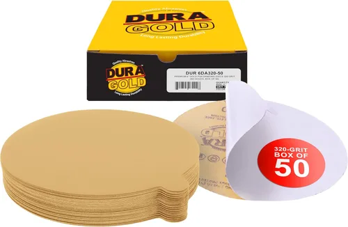 Miniatura 14 de Dura-Gold Discos de lija PSA dorados de 6 pulgadas de alta calidad, grano 400, caja de 50 unidades, papel de lija autoadhesivo para lijadora DA