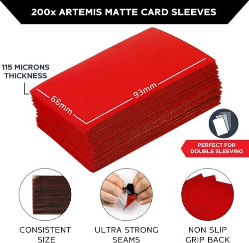 Miniatura 2 de Quiver Time 200 fundas para tarjetas rojas de tamaño estándar Artemis para tarjetas Magic: the Gathering Cards - Fundas protectoras de tarjetas TCG