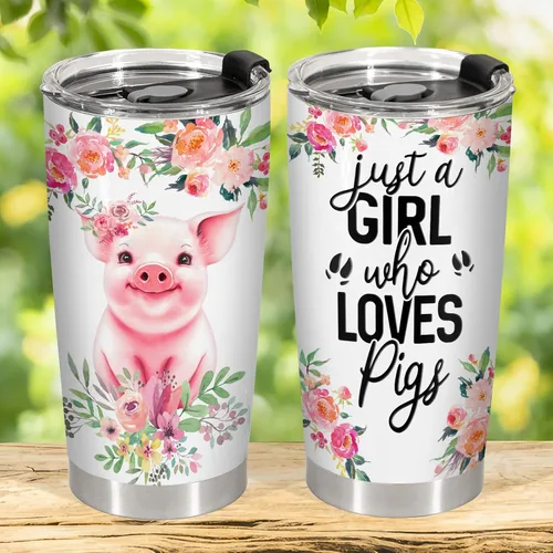 Miniatura 5 de 34HD Cute Pig - Vaso de 20 onzas con tapa, diseño de cerdo, de acero inoxidable, aislado al vacío, taza de café de viaje, regalo de cumpleaños