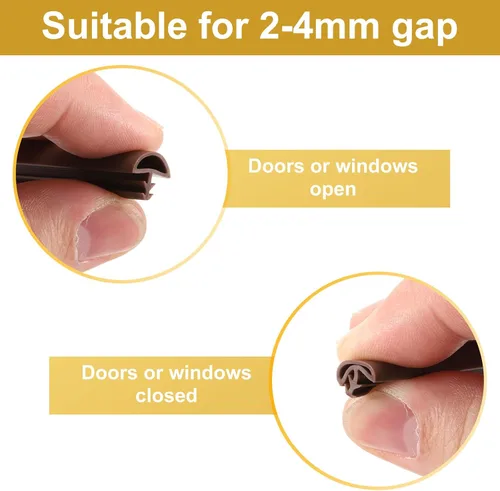 Miniatura 4 de PATIKIL Burlete para puerta, burlete para ventana, 3/8 pulgadas de ancho para marco de puerta (16.4 ft/16.4 pies, marrón)