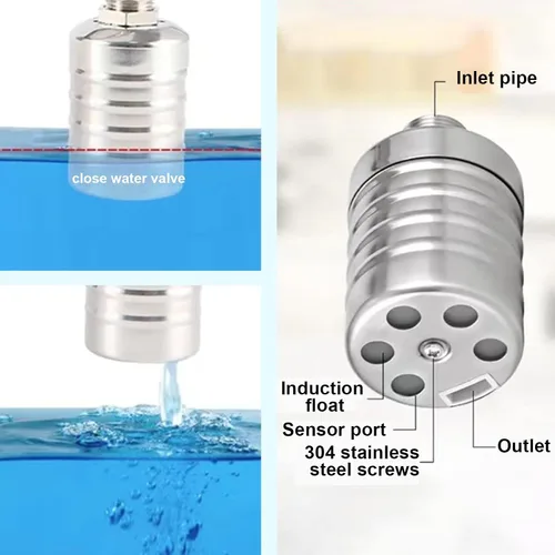 Miniatura 9 de Válvula de flotador de agua, válvula de flotador portátil de acero inoxidable 304 totalmente automática, control de nivel de agua, fácil de 3/4