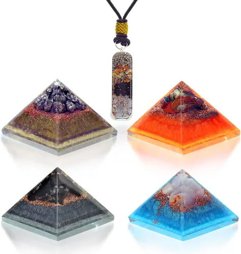 Miniatura 12 de 7 mini pirámides para autocuidado, armonía, meditación, yoga, espiritualidad, decoración de cristal, espacio de trabajo de equilibrio hecho de Juego