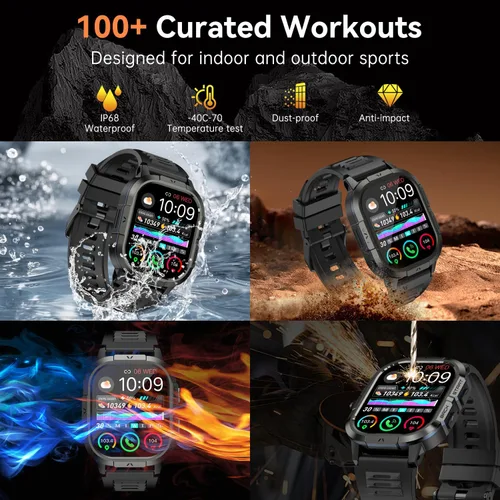 Miniatura 5 de Reloj inteligente para hombre, rastreador de actividad física: militar resistente al agua, responder llamada, relojes digitales para hombre, correr