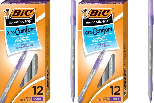 Miniatura 6 de BIC Round Stic Grip Xtra Comfort - Bolígrafo de punta redonda a la moda, morado, paquete de 12