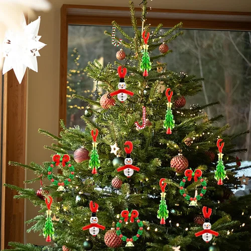Miniatura 5 de AouEtnay - 36 piezas de kits de adornos navideños con cuentas para manualidades navideñas para niños y adultos, cuentas navideñas DIY con tres