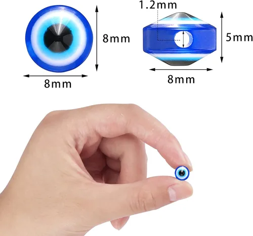 Miniatura 5 de 400 cuentas azules contra el mal de ojo para hacer joyas de 0.315 pulgadas (0.315 in), dijes de mal de ojo para hacer pulseras hechas a mano