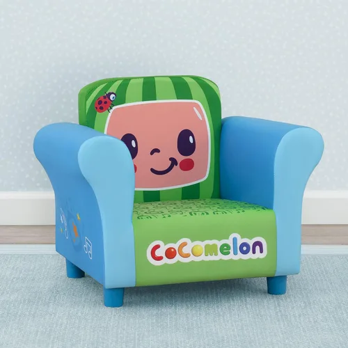 Miniatura 6 de Delta Children Juego de mesa y silla para niños con almacenamiento (2 sillas incluidas) y silla tapizada, madera CoComelon