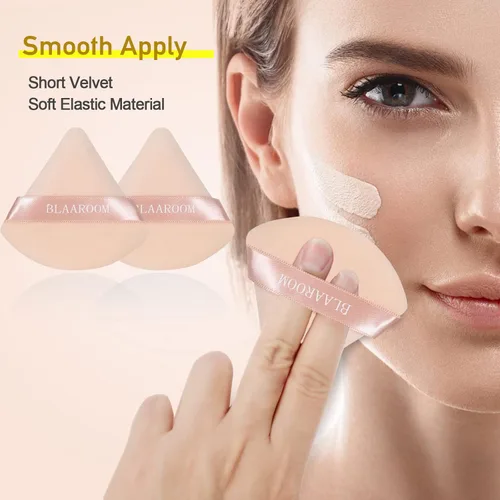 Miniatura 4 de 6 piezas de maquillaje facial de terciopelo suave triángulo para polvo suelto, polvo mineral, polvo corporal, base cosmética húmeda y seca, Desnudo