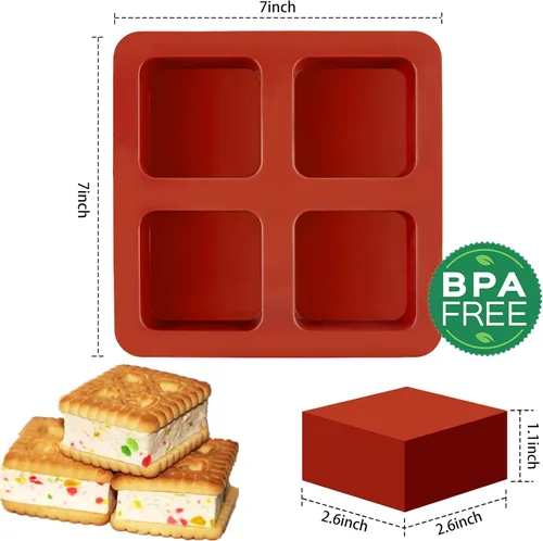 Miniatura 2 de JOERSH Moldes cuadrados de silicona para tartas Moldes de chocolate de 2.6 x 2.6 x 1.1 pulgadas para S'mores, malvaviscos, brownies, galletas