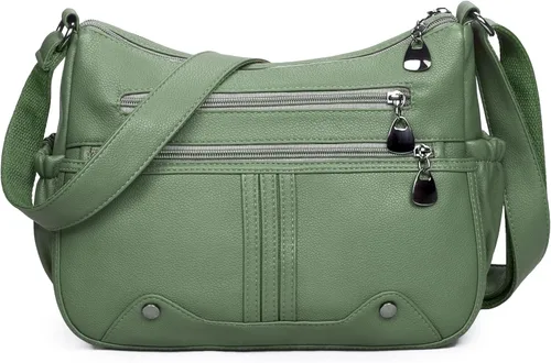 Miniatura 12 de Bolso bandolera de piel sintética suave para mujer, bolso cruzado con múltiples bolsillos, bolso cruzado mediano espacioso a la moda con asa superior