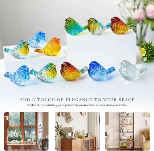 Miniatura 6 de HDCRYSTALGIFTS 4 figuras coloridas de pájaros de cristal, figuras coleccionables de animales de 3 pulgadas, regalos para mujeres, amantes