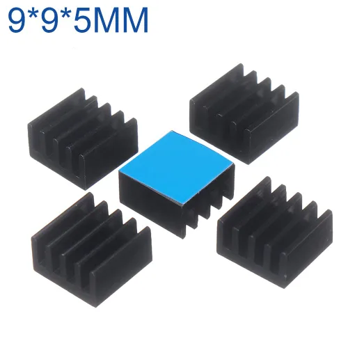 Miniatura 4 de Disipador de calor de aluminio negro con cinta adhesiva conductora térmica, enfriador de disipador de calor de 9 × 9 × 0.197 in para enfriar
