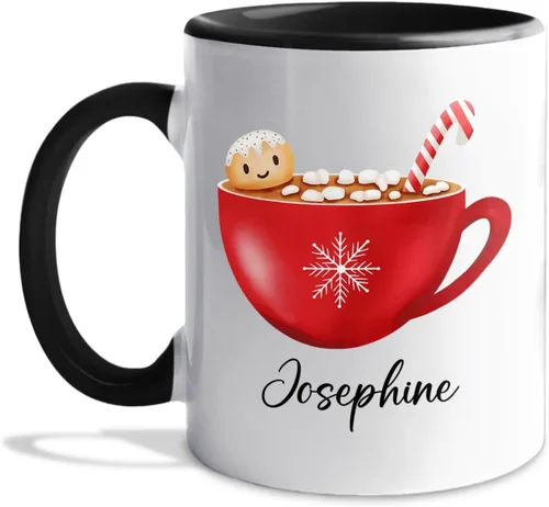 Miniatura 15 de Taza de café de Papá Noel con nombre personalizado – Taza de Papá Noel personalizada, 11 onzas y 15 onzas, bonita taza de cerámica blanca regalo