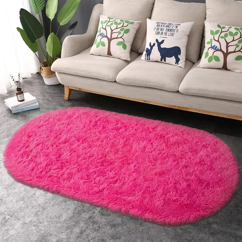 Miniatura 5 de Junovo - Alfombra de felpa ultra suave lavable, antideslizante, ovalada para guardería, dormitorio de niños y decoración del hogar (2x5 pies, gris)