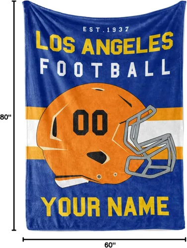 Miniatura 160 de Manta personalizada para fanáticos del fútbol americano – Se envía al día siguiente – Hecha en Estados Unidos – Manta de vellón personalizada