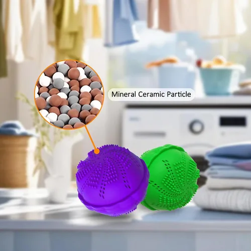 Miniatura 3 de Juego de 2 bolas de lavandería ecológicas para lavadora, alternativa de detergente natural para limpieza del hogar, suaves para ropa y telas